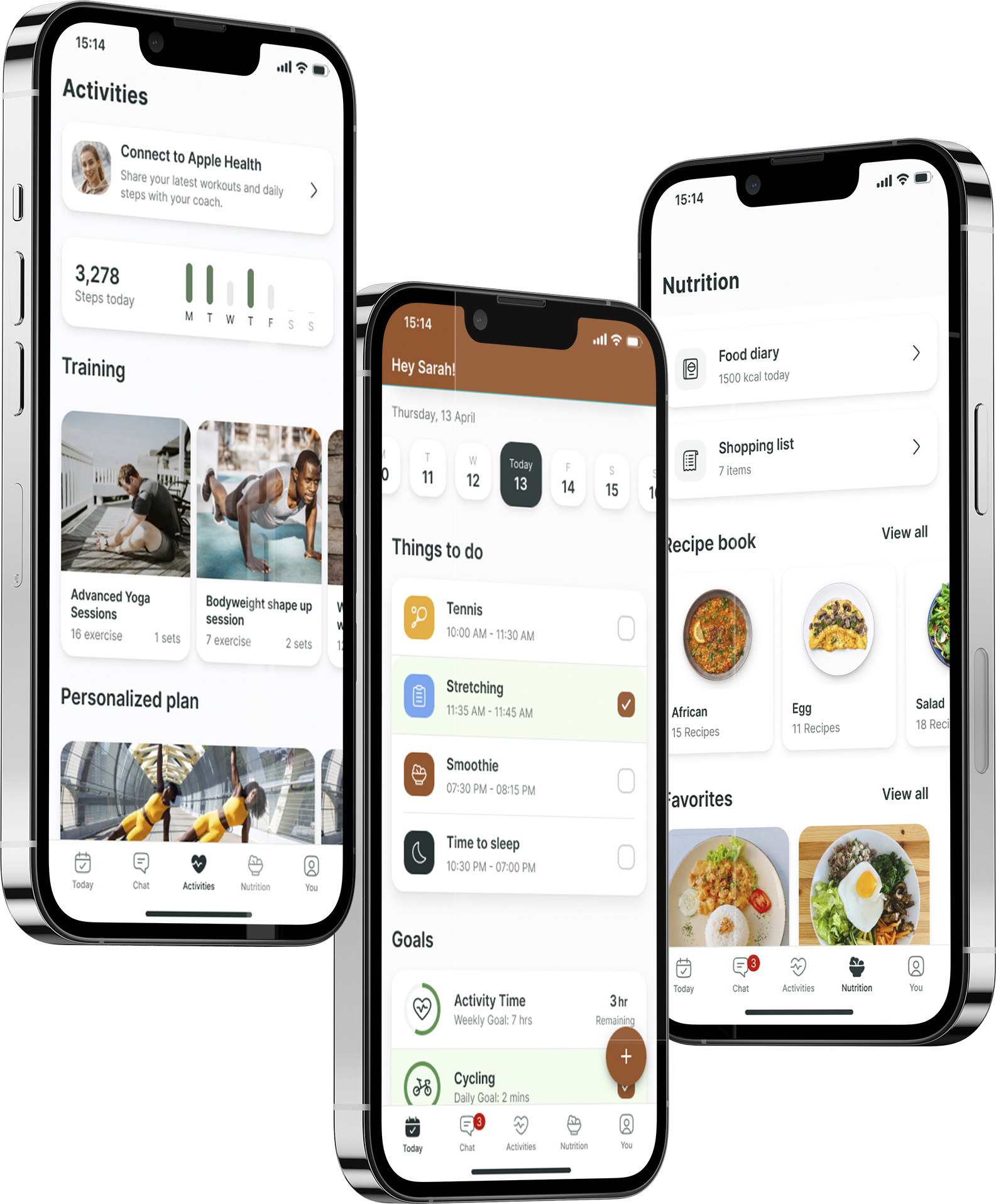 A mockup of the coaching app showcasing the features.